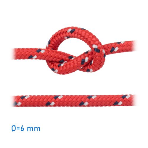 Frânghie Roșu, (cu fir de semnalizare alb - albastru) "TOMMY" 6 mm