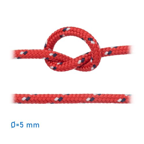 Frânghie Roșu, (cu fir de semnalizare alb - albastru) "TOMMY" 5 mm