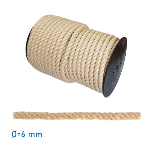 Frânghie de cânepă sintetică răsucită 6 mm