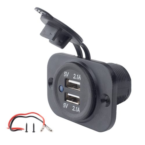 Priză USB încorporată negru dublă